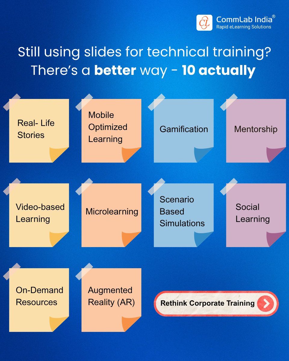 What if your technical training could be engaging, effective, and actually exciting? 

✨ Forget everything you thought you knew about corporate learning. We've got 10 powerful alternatives to traditional slides.
 
Curious about the "better way"? Unlock the secrets of AI-Powered