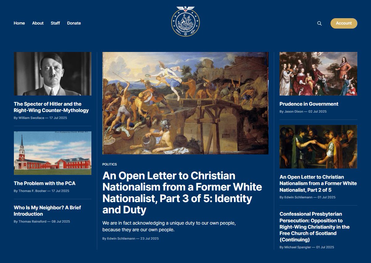American Mantle (@americanmantle) on Twitter photo It's a beautiful day for some reading (or listening). We have...
An Open Letter to CN, Part 3 by <a href="/ESchliemann1/">Edwin Schliemann</a>
The Specter of Hitler & the Right-Wing Counter Mythology by <a href="/WBS_Meme_King/">William Swollace</a>
The Problem with the PCA by <a href="/ptomer/">Thomas Booher</a>
Who Is My Neighbor? by Rainsford
and more. It's a beautiful day for some reading (or listening). We have...
An Open Letter to CN, Part 3 by <a href="/ESchliemann1/">Edwin Schliemann</a>
The Specter of Hitler & the Right-Wing Counter Mythology by <a href="/WBS_Meme_King/">William Swollace</a>
The Problem with the PCA by <a href="/ptomer/">Thomas Booher</a>
Who Is My Neighbor? by Rainsford
and more.