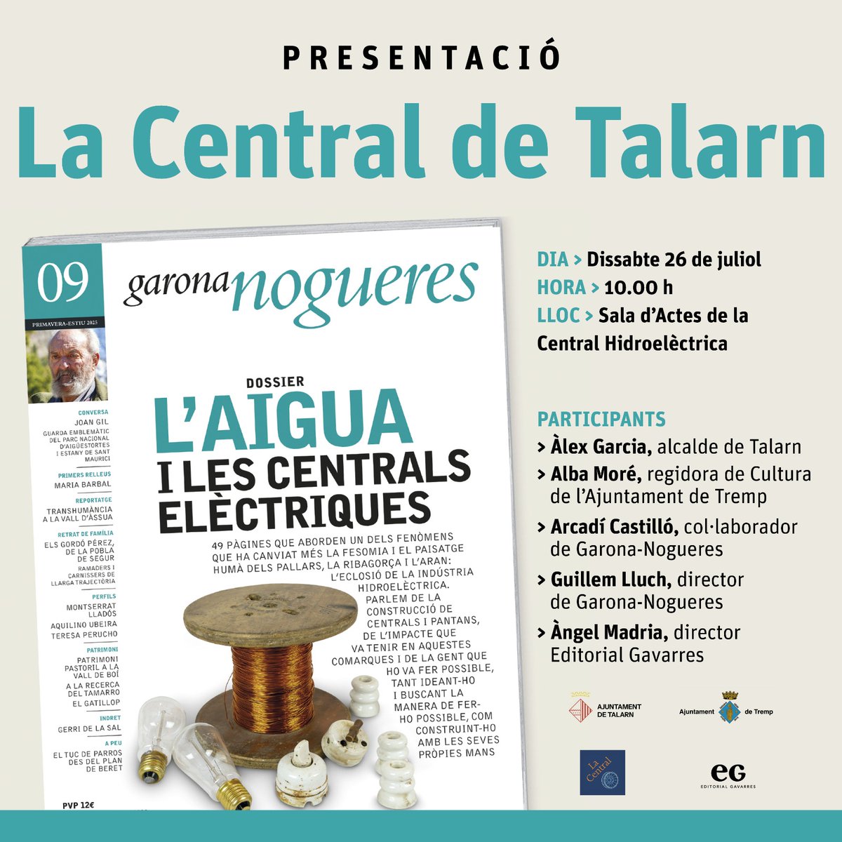 TurismeIndustrialCAT (@xatic_cat) on Twitter photo No et perdis la presentació del darrer número de la revista Garona-Nogueres dedicada a "L’aigua i les centrals elèctriques".
Viu l'estiu, descobreix el Turisme Industrial! ✨
🌐 xatic.cat/ca/activitats/…
#ViuEstiuXATIC
<a href="/AjTalarn/">Ajuntament de Talarn</a> @centraltalarn No et perdis la presentació del darrer número de la revista Garona-Nogueres dedicada a "L’aigua i les centrals elèctriques".
Viu l'estiu, descobreix el Turisme Industrial! ✨
🌐 xatic.cat/ca/activitats/…
#ViuEstiuXATIC
<a href="/AjTalarn/">Ajuntament de Talarn</a> @centraltalarn