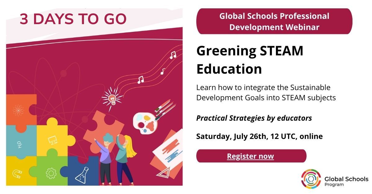 SDGsInSchools's tweet image. 📣 Just 3 days to go until our next #GlobalSchools PD Session! Educators everywhere are invited to join us as we explore how to build eco-conscious classrooms and integrate sustainability into everyday learning. 🌱💡
🗓️ July 26
⏰ 2PM UTC
🔗 Register now: buff.ly/fyYLMVm