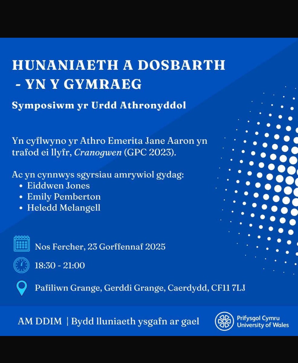 Dai Lingual (@dailingual) on Twitter photo HENO! Jane Aaron yn trafod #Cranogwen, Gerddi Grange Gardens, Grangetown #Caerdydd . 6.30yh
Digwyddiad <a href="/meddwl/">Urdd Athronyddol</a> yn Gymraeg #yagym
Gyda diolch <a href="/GwasgPrifCymru/">Gwasg Prifysgol Cymru</a> HENO! Jane Aaron yn trafod #Cranogwen, Gerddi Grange Gardens, Grangetown #Caerdydd . 6.30yh
Digwyddiad <a href="/meddwl/">Urdd Athronyddol</a> yn Gymraeg #yagym
Gyda diolch <a href="/GwasgPrifCymru/">Gwasg Prifysgol Cymru</a>