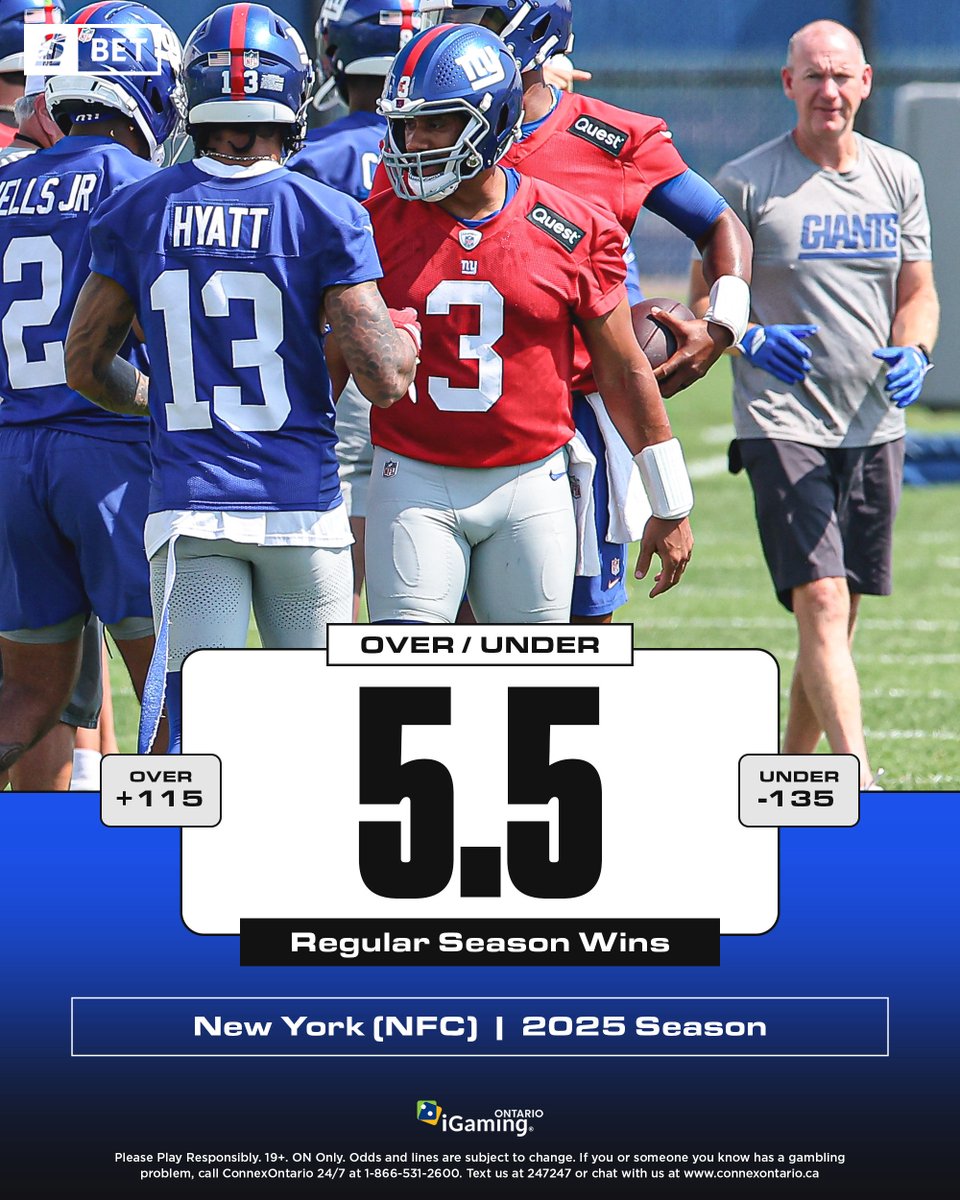 theScoreBet's tweet image. Russell Wilson was named starting QB for the G-Men, will he lead them over 5.5 wins this season? 👀