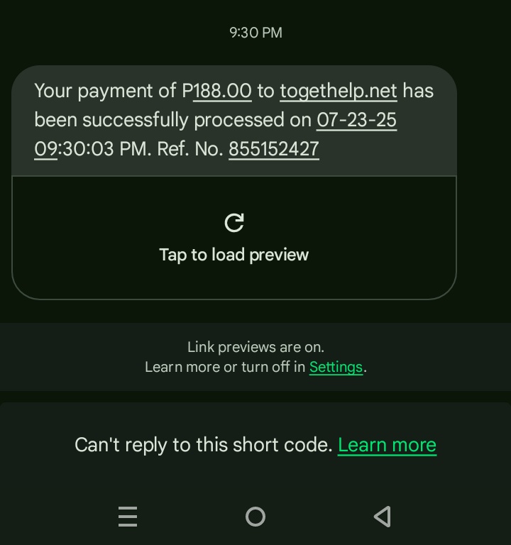 jjjjclarks1's tweet image. @gcashofficial I was charged ₱188 by &quot;togethelp.net&quot; even if I never linked my GCash to it. I already submitted a ticket but still no response from real agents. This is unacceptable. Please help urgently. #GCashScam #GCashHelp