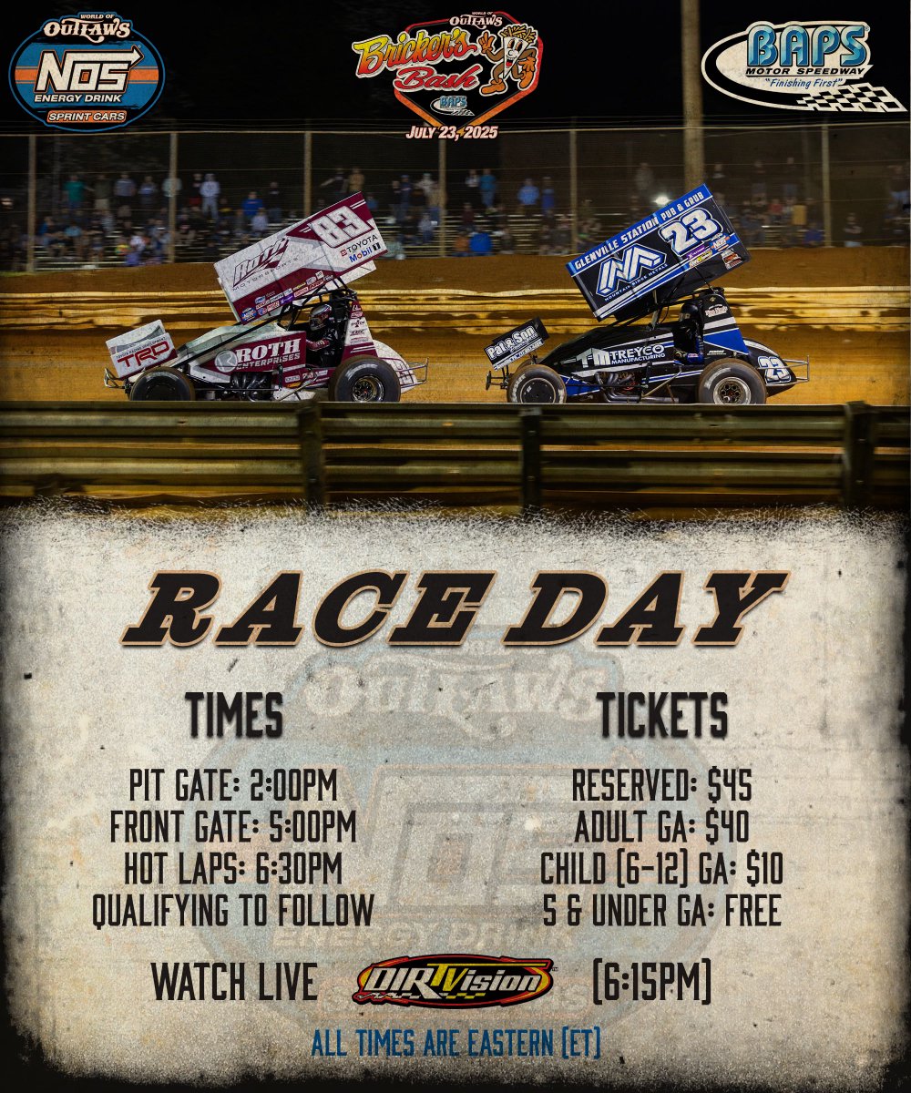 World of Outlaws (@worldofoutlaws) on Twitter photo Back in Posse land ๐
The World of Outlaws <a href="/NosEnergyDrink/">NOS Energy Drink</a> Sprint Cars invade @BAPSRace for the Brickerโs Bash tonight!
๐บ DIRTVision.com
๐ฐ PlayDIRTcar.com Back in Posse land ๐
The World of Outlaws <a href="/NosEnergyDrink/">NOS Energy Drink</a> Sprint Cars invade @BAPSRace for the Brickerโs Bash tonight!
๐บ DIRTVision.com
๐ฐ PlayDIRTcar.com