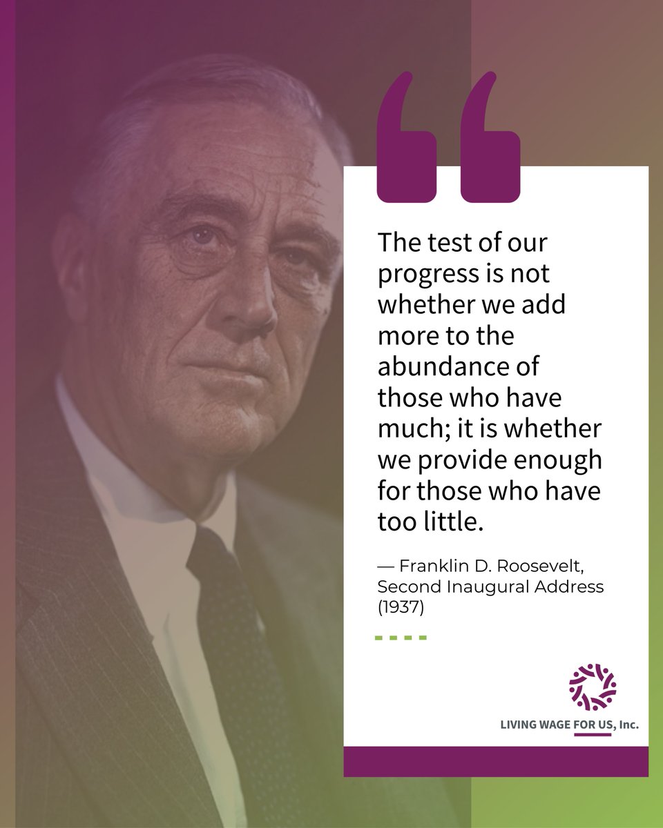 “The test of our progress… is whether we provide enough for those who have too little.” — FDR
Living wages = real progress.
#LivingWage #FairPay #Equity