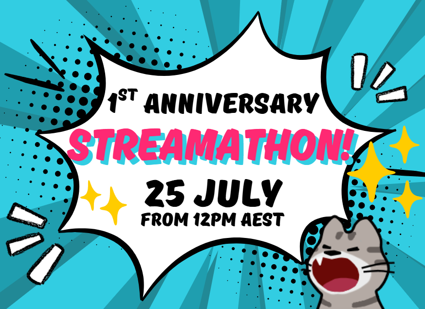 annabellelecter's tweet photo. This Friday will be my 1st year streamerversary with Twitch! So to celebrate I'll be doing a #streamathon !

Join me at https://t.co/A6NTMxcwTO from 12pm AEST (3am BST / Thurs 10pm EDT) until (hopefully) sometime the next day for some painting, gaming, giveaways, and kitty chaos! https://t.co/kyF4NBmLGd