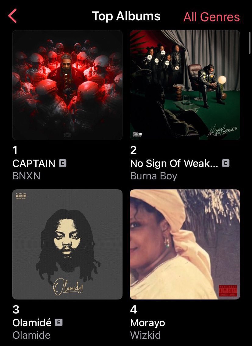 Olamide0fficial's tweet image. BNXN’s “Captain” returns back to 1# on Nigeria Apple Music Top Album Chart 🔥
