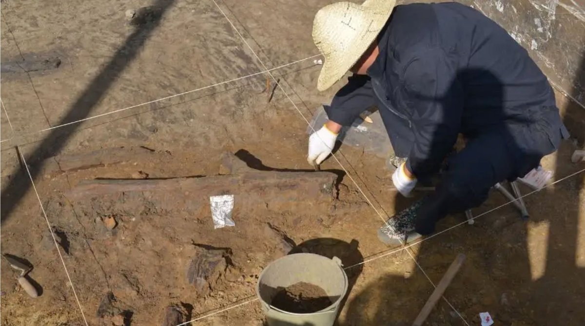 archaeologymag's tweet image. Within a low-oxygen clay deposit at the site of Gantangqing in southwestern China, archaeologists have discovered a collection of wooden tools that are between 250,000 and 361,000 years old—the oldest ever found in East Asia.
archaeology.org/news/2025/07/1…