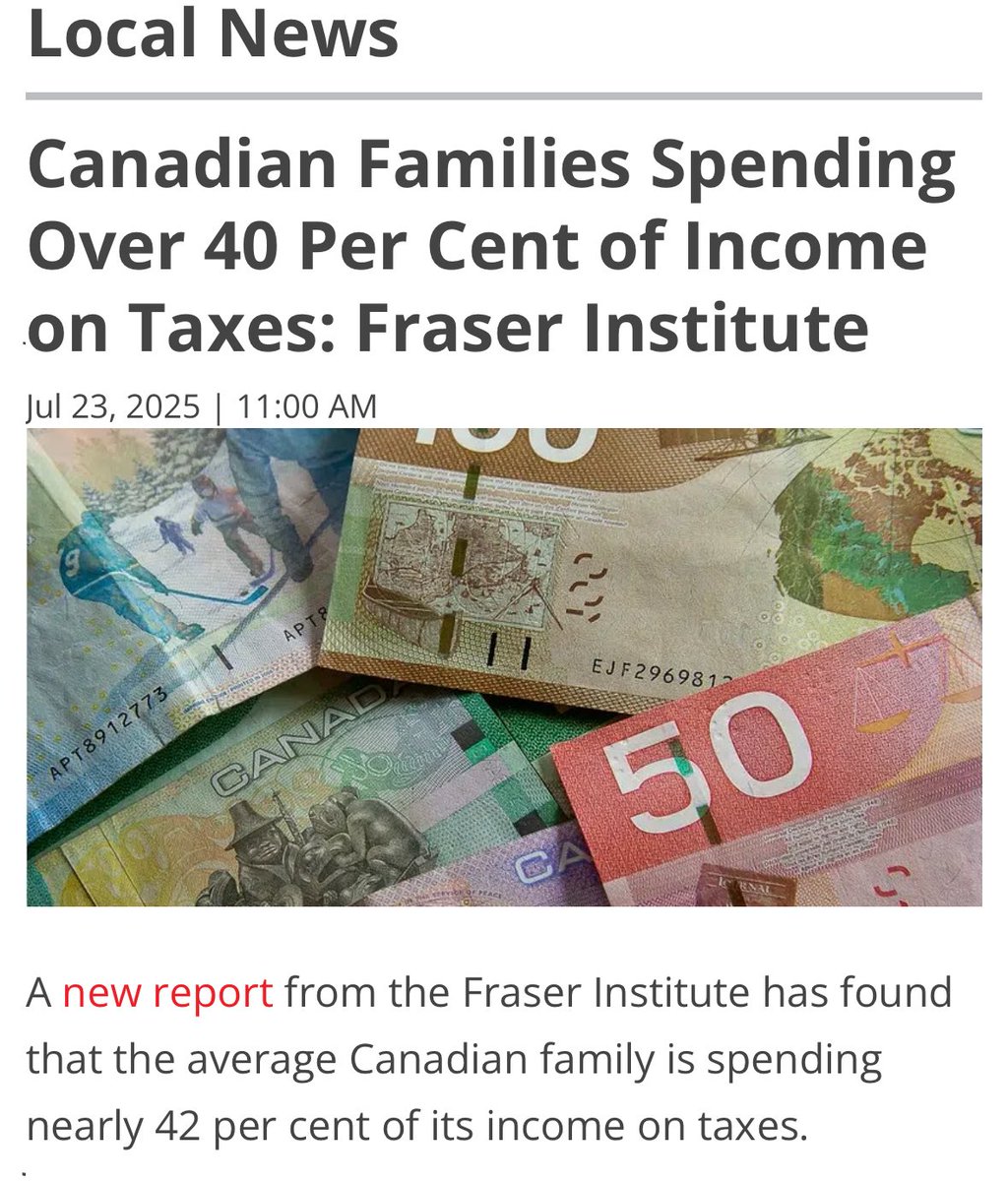 Devin Drover (@devindrover) on Twitter photo ALARMING report from the <a href="/FraserInstitute/">The Fraser Institute</a>.
Canadian families pay more in taxes than on housing, food and clothing combined.
CUT TAXES NOW! ALARMING report from the <a href="/FraserInstitute/">The Fraser Institute</a>.
Canadian families pay more in taxes than on housing, food and clothing combined.
CUT TAXES NOW!