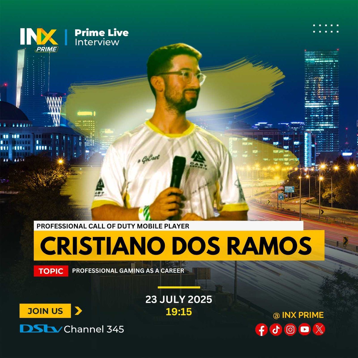 🎙️ LIVE on DSTV!

Catch Tiano, the face of COD Mobile SA, as he goes live on INX Prime (DSTV Ch. 345) for an exclusive interview! 🔥

🗓️ TODAY! July 23rd
🕖 19:15 CAT

Tune in to hear about his journey, the grind, and what’s next in the world of mobile gaming and making it into a