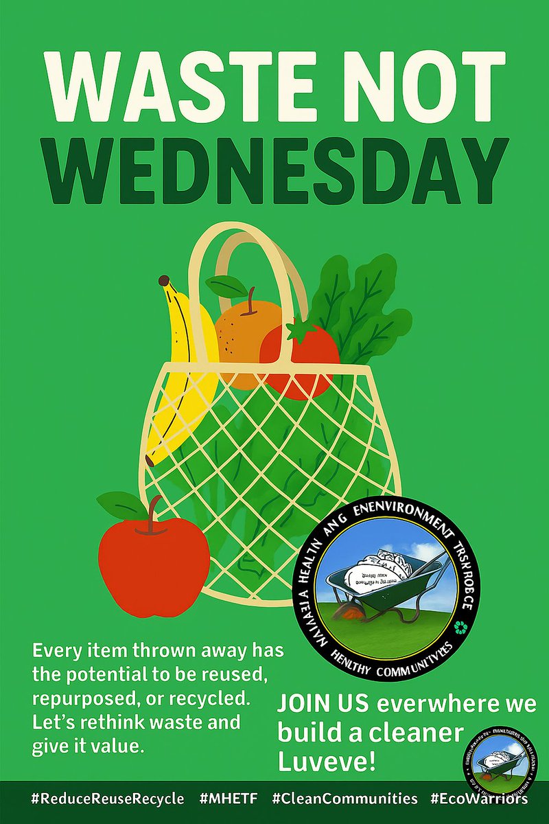 Mafakela Health & Environment Taskforce (@mafakela_hetf) on Twitter photo ♻️ #WasteNotWednesday Every item you throw away has the potential to be reused, repurposed, or recycled. Let’s rethink waste & give it value. 🌍💚
#ReduceReuseRecycle #MHETF #CleanCommunities #EcoWarriors #CleanLuveve #AsibuyeliEmuva ♻️ #WasteNotWednesday Every item you throw away has the potential to be reused, repurposed, or recycled. Let’s rethink waste & give it value. 🌍💚
#ReduceReuseRecycle #MHETF #CleanCommunities #EcoWarriors #CleanLuveve #AsibuyeliEmuva