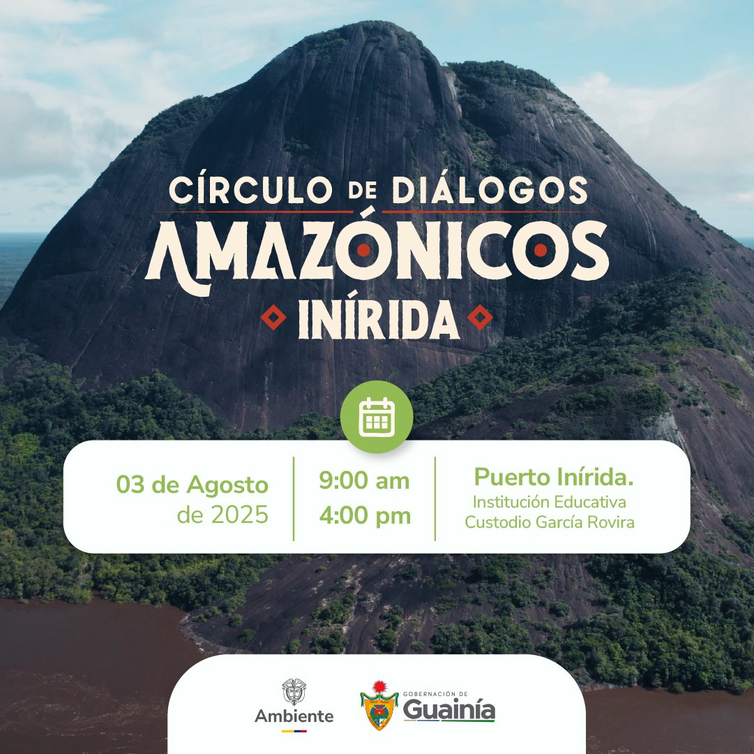MinAmbienteCo's tweet image. El Círculo de Diálogos Amazónicos llega a Puerto Inírida para escuchar las voces del territorio y construir juntos la ruta hacia una Amazonía viva.
👉🏽Inscríbete aquí: forms.gle/7B3n6eD2wCq4BG…
⚠️ El enlace estará habilitado hasta el viernes 25 de julio a las 5:00 p. m. o hasta…