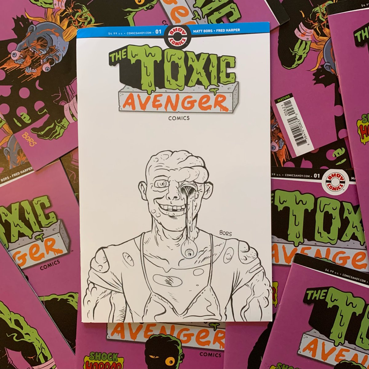 MattBors's tweet image. Getting some sketch covers for Toxic Avenger Comics #1 in the mail today to some shops in Canada.