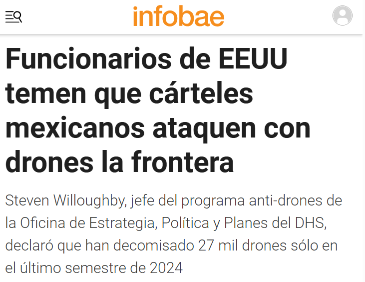 MLopezSanMartin's tweet image. EU alerta sobre posibilidad de que cárteles ataquen con drones en la frontera.
Sheinbaum niega "información de nuevos drones en la frontera".
"No hay nada de que alertarse", dice.
📷 @infobaemexico