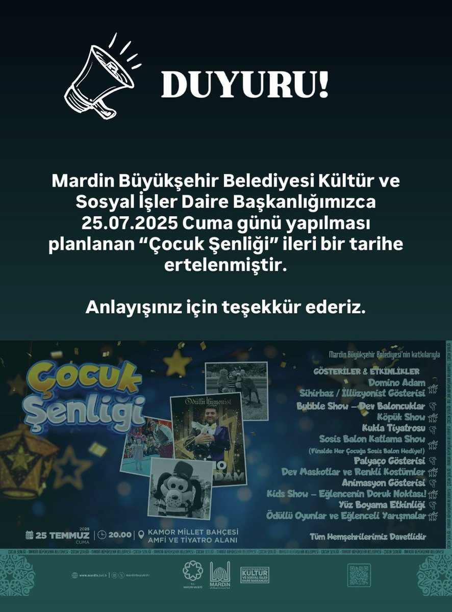 RotaMardin's tweet photo. 📢 ÖNEMLİ DUYURU! https://t.co/IIFL6cKBsr
