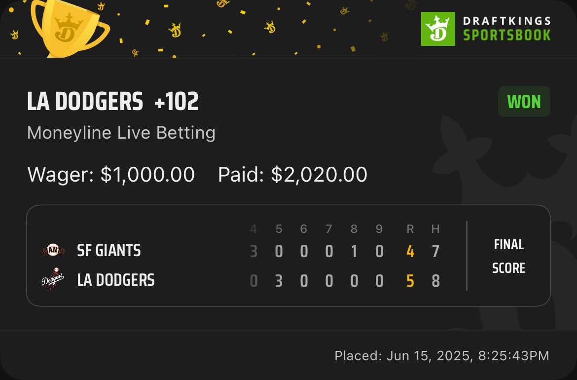 shooterFGM's tweet image. 6/15/2025. Productive day. #bigwins #draftkings #sportsbettingpicks #FGM