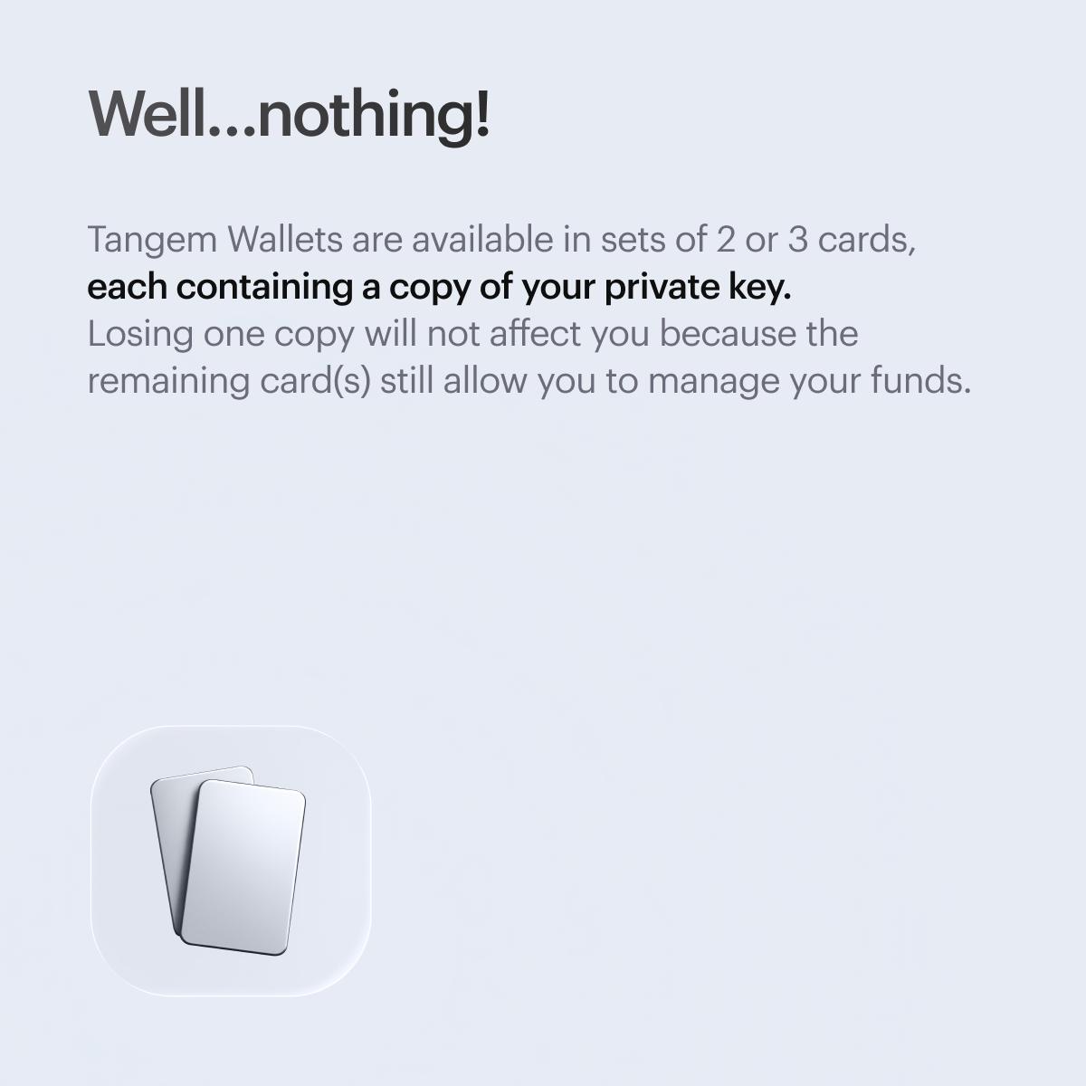 Tangem's tweet image. Lost your Tangem Card or Ring? Relax.
You're still in control. 🔐
Swipe to discover exactly what to do, and why it’s probably no big deal.