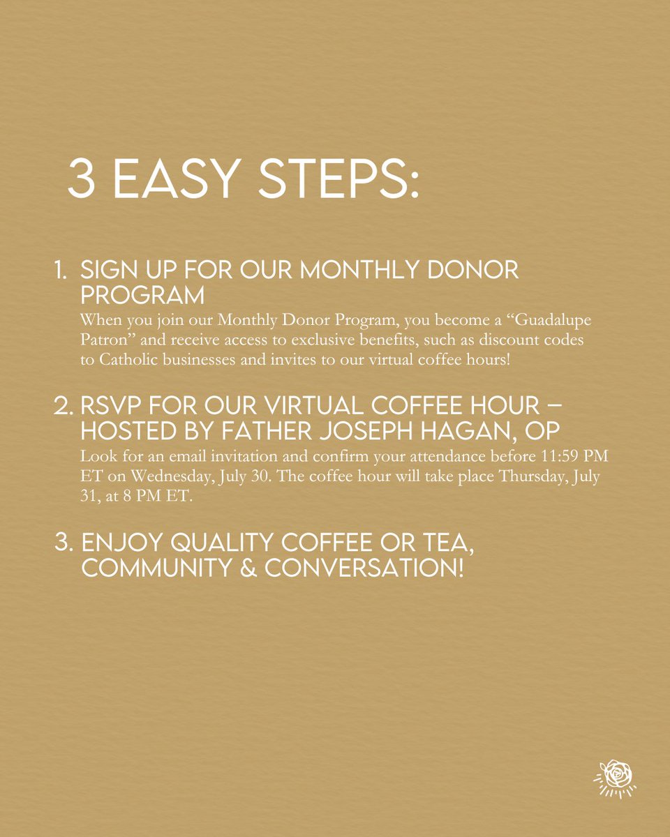 Come join us for a summer reflection with one of our favorite Forum Chaplains!

Sign up for our monthly donor program and RSVP for the virtual coffee hour 😊

To become a Guadalupe Patron, visit our donate page: giveninstitute.com/donate/
