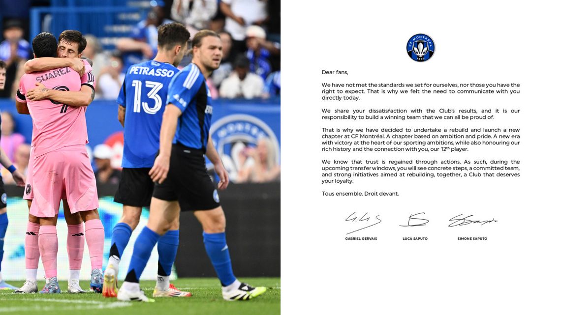 mtlgazette's tweet image. CF Montréal vows to ‘undertake a rebuild’ in letter to fans amid dreadful season montrealgazette.com/sports/soccer/…