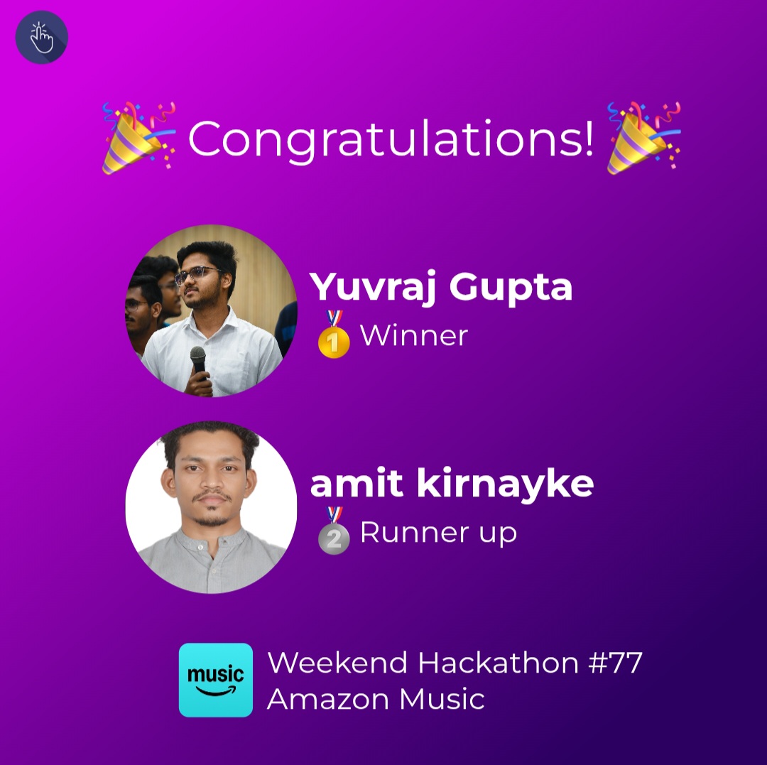 uxhack_co's tweet image. 🏆 Winners of Weekend Hackathon #77 on @amazonmusic challenge are:

🥇 Yuvraj Gupta
🥈 Amit Kirnayke

🥳 Congratulations!

👉🏻 Check out the top solutions at: l.uxhack.co/adtaph

#amazonmusic #uxhack #productredesign #design #hackathon #userexperience #uiredesign