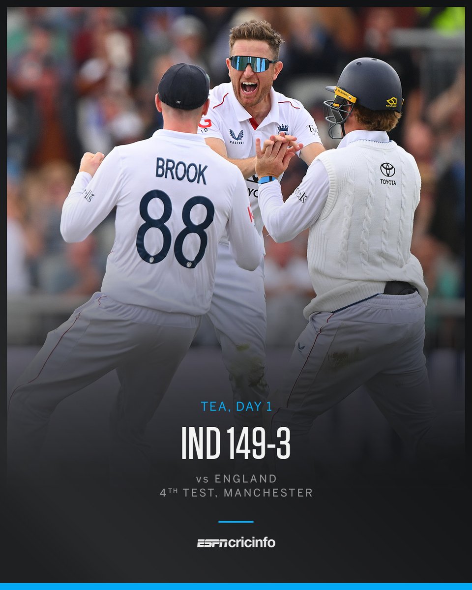 ESPNcricinfo's tweet image. A wicket each for Woakes, Dawson and Stokes peg India back 👊
Ball-by-ball: bit.ly/ENGvIND25-Test4