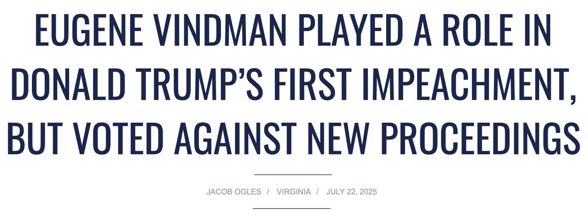 MaureenOToole4's tweet image. Nothing screams desperate for attention quite like @YVindman shouting ad nauseam that Trump is a danger to our country, only to vote AGAINST impeaching him.

Not even Vindman believes his own words, why should Virginians?
southeastpolitics.com/eugene-vindman…