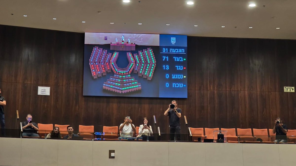 emreormangzt's tweet image. SON DAKİKA
İsrail'in Batı Şeria ve Ürdün Vadisi'ni ilhak etmesini öngören tasarı, Knesset'te oy çokluğuyla kabul edildi!
** Bu sembolik bildirinin bir bağlayıcılığı yok, fakat gelecekteki bir ilhakın temelini oluşturacağı düşünülüyor.