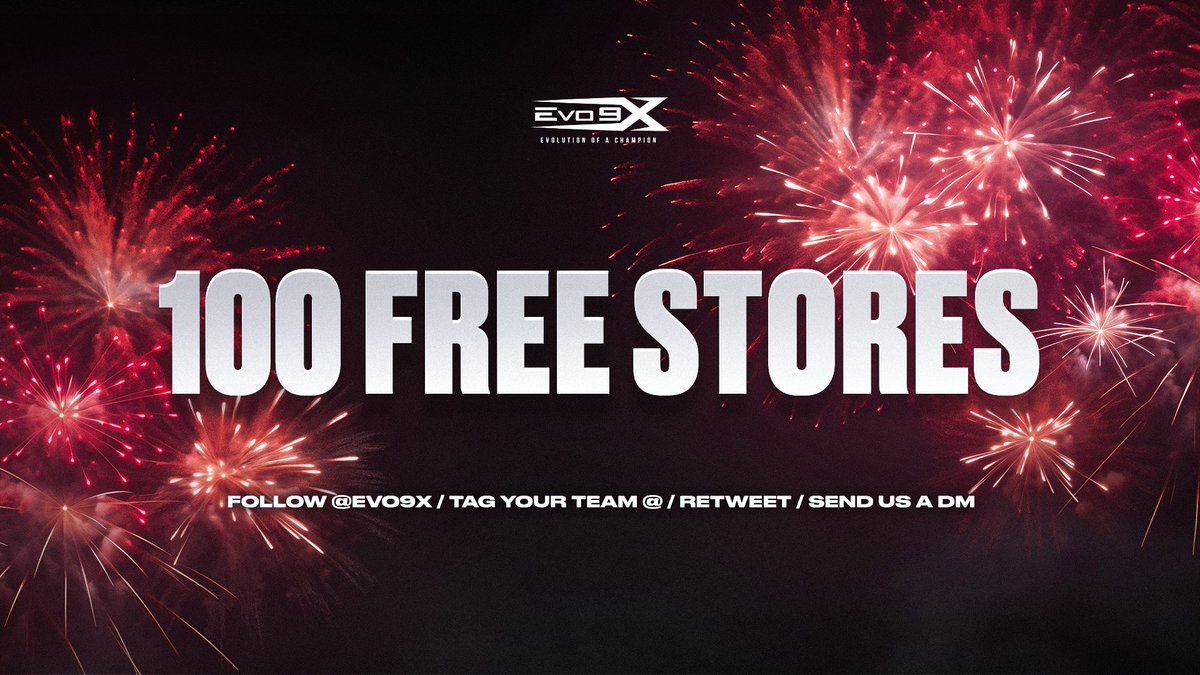 Evo9X Apparel (@evo9x) on Twitter photo We are going to be giving 100 FREE STORES!!!🎆
For get one free store just follow <a href="/evo9x/">Evo9X Apparel</a> , tag your team @@, retweet and send us a DM We are going to be giving 100 FREE STORES!!!🎆
For get one free store just follow <a href="/evo9x/">Evo9X Apparel</a> , tag your team @@, retweet and send us a DM