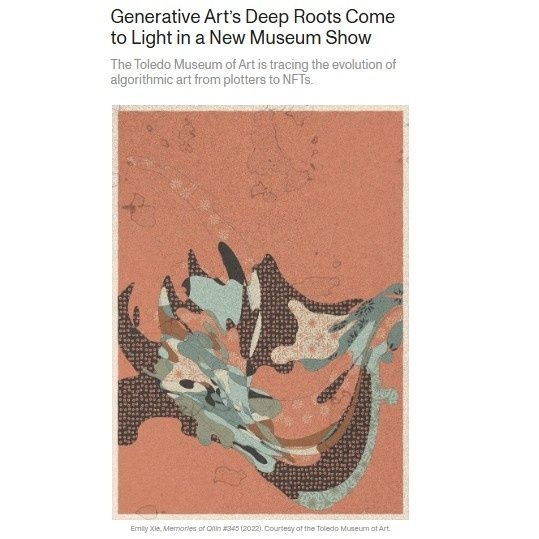 ToledoMuseum's tweet image. Generative Art's Deep Roots Come to Light in a New Museum Show: The Toledo Museum of Art is tracing the evolution of algorithmic art from plotters to NFTs. By Arsh Gulati
news.artnet.com/art-world/infi…