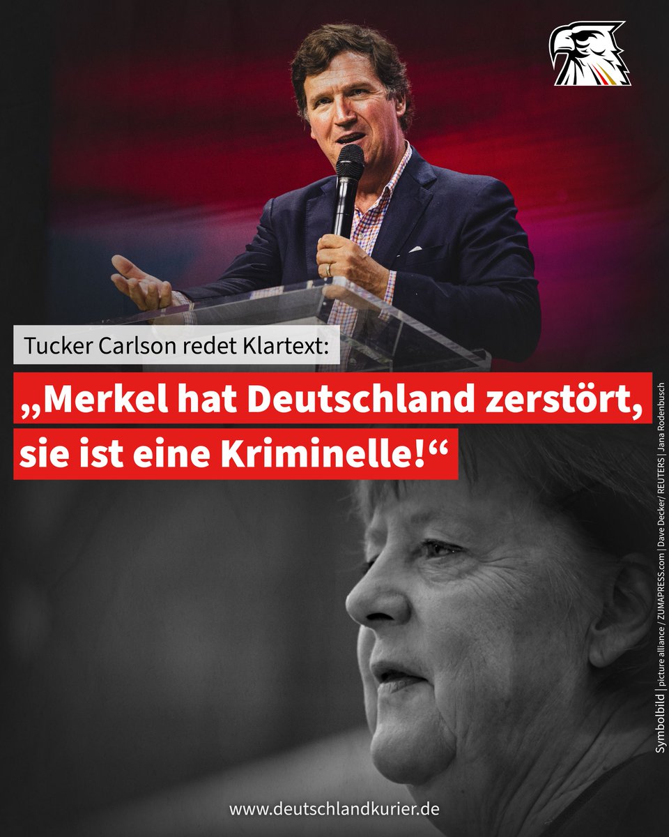 Deu_Kurier's tweet image. Tucker Carlson redet Klartext: „Merkel hat Deutschland zerstört, sie ist eine Kriminelle!“
„Wenn Du nicht aussprechen darfst, was Du wirklich denkst, dann bist Du kein Bürger, sondern ein Sklave.“ Es war wohl die Absicht, @TuckerCarlson irgendwie zu „entlarven“, die…