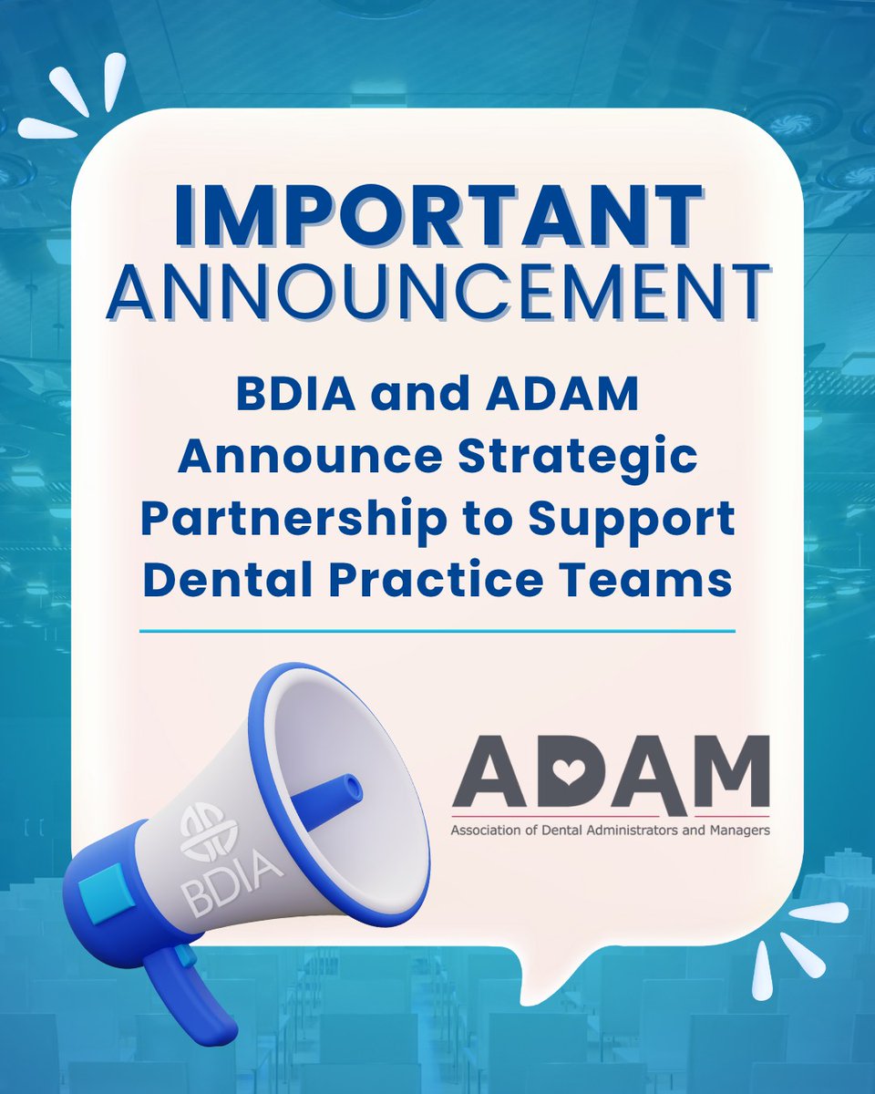 📢 The British Dental Industry Association (BDIA) is proud to partner with the Association of Dental Administrators and Managers (ADAM) to champion the vital role of non-clinical dental staff and practice managers across the UK.

🔗 Learn more bdia.org.uk/bdia-and-adam-…