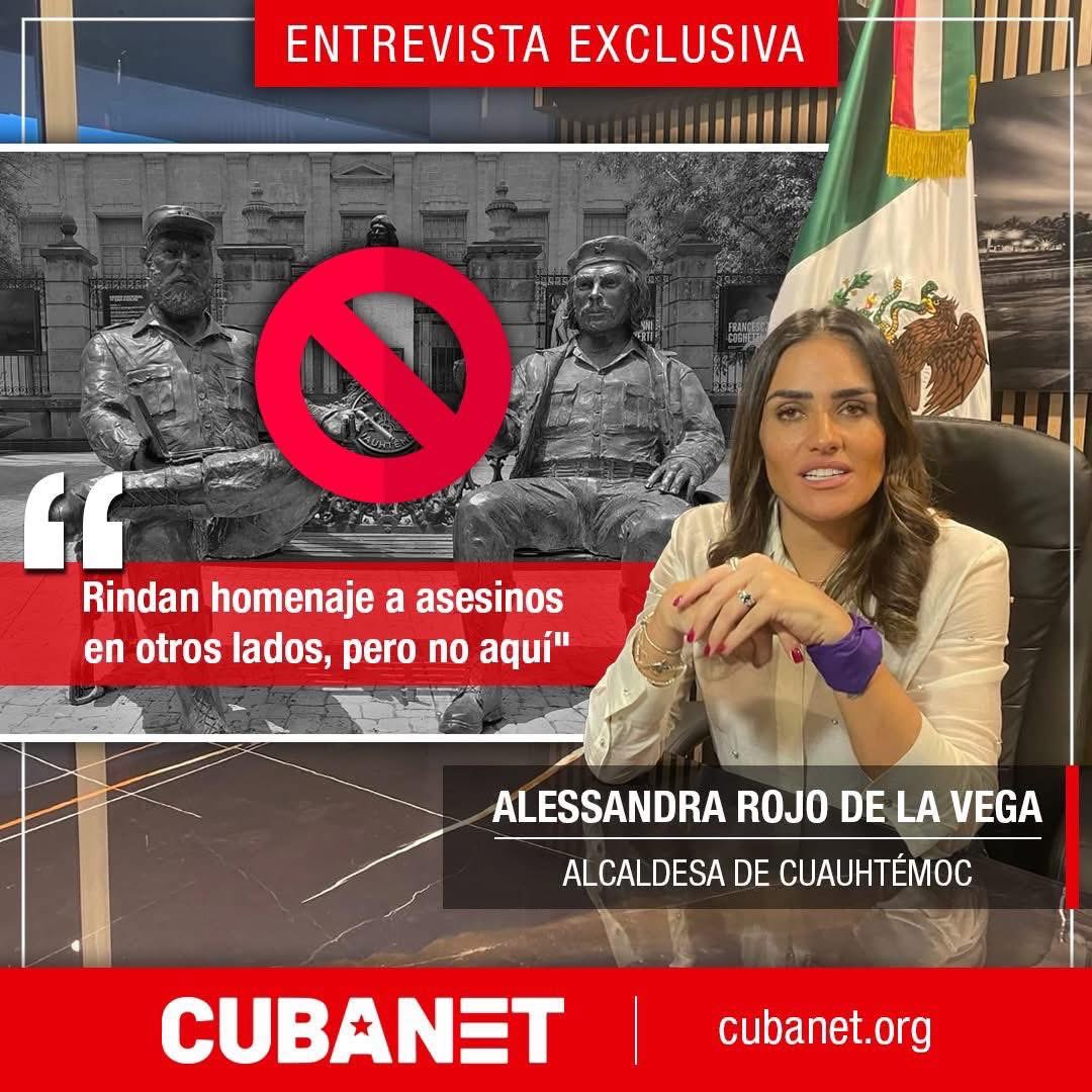 CubanetNoticias's tweet image. #Exclusiva: Entrevistamos a la alcaldesa que quitó las estatuas de Fidel y el Che en Ciudad de México.
El miércoles 16 de julio, la alcaldesa de Cuauhtémoc, Alessandra Rojo de la Vega (1986, CDMX), mandó a retirar el monumento Encuentro, ubicado desde 2017 en el Jardín…