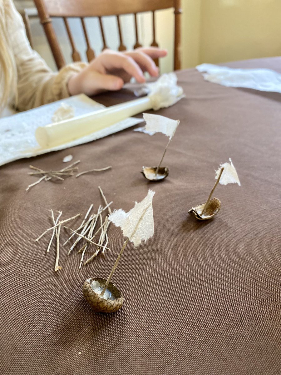 AppyOrtho's tweet image. Today’s “get outside time” we collected acorns and snail shells and now we are making boats.