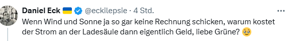 RikeWaldfee's tweet image. Antwort auf dumme Frage: Weil die Infrastruktur für die Nutzung von Wind- & Sonnenenergie, also Windräder, Solaranlagen, Stromnetze & Ladesäulen, nicht vom Himmel fällt. Das sind Investitionen, die sich langfristig auszahlen – für eine saubere und unabhängige Energieversorgung.