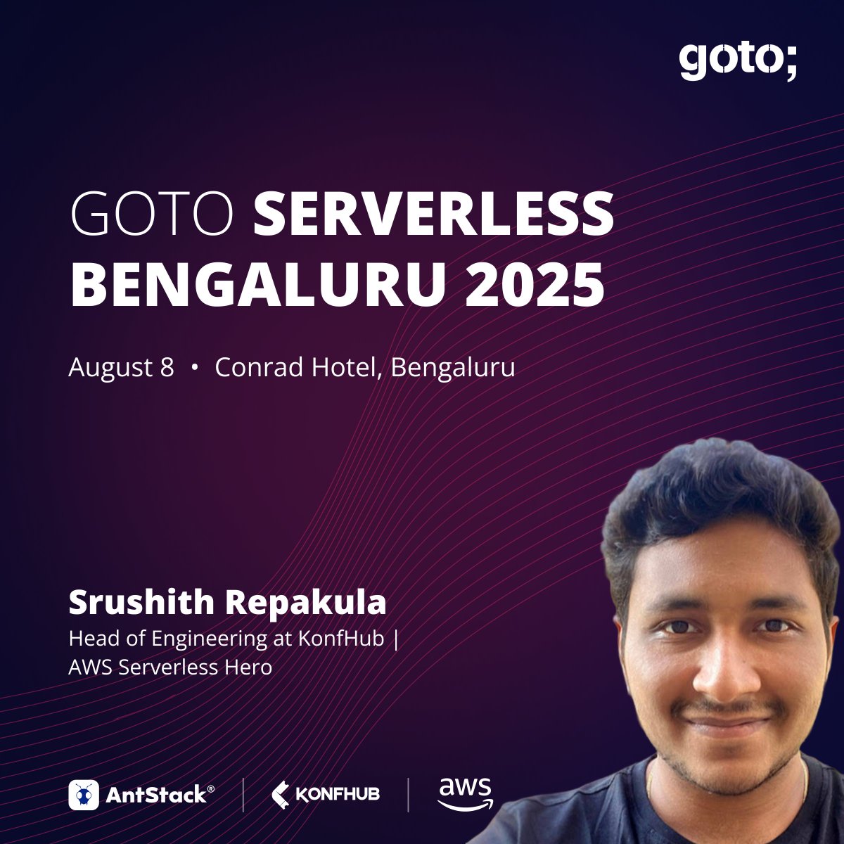 SlsdaysBlr's tweet image. Join Srushith Repakula at 𝗚𝗢𝗧𝗢 𝗦𝗲𝗿𝘃𝗲𝗿𝗹𝗲𝘀𝘀 𝗕𝗲𝗻𝗴𝗮𝗹𝘂𝗿𝘂 2025!
Explore serverless innovation, AI/ML, and edge computing.
🗓️ Aug 8, 2025 | 09:30 - 10:30 AM IST | Conrad Hotel, Bengaluru
🎟️ Get your ticket: antt.me/tsyLBj5u
#AWS #ServerlessTech