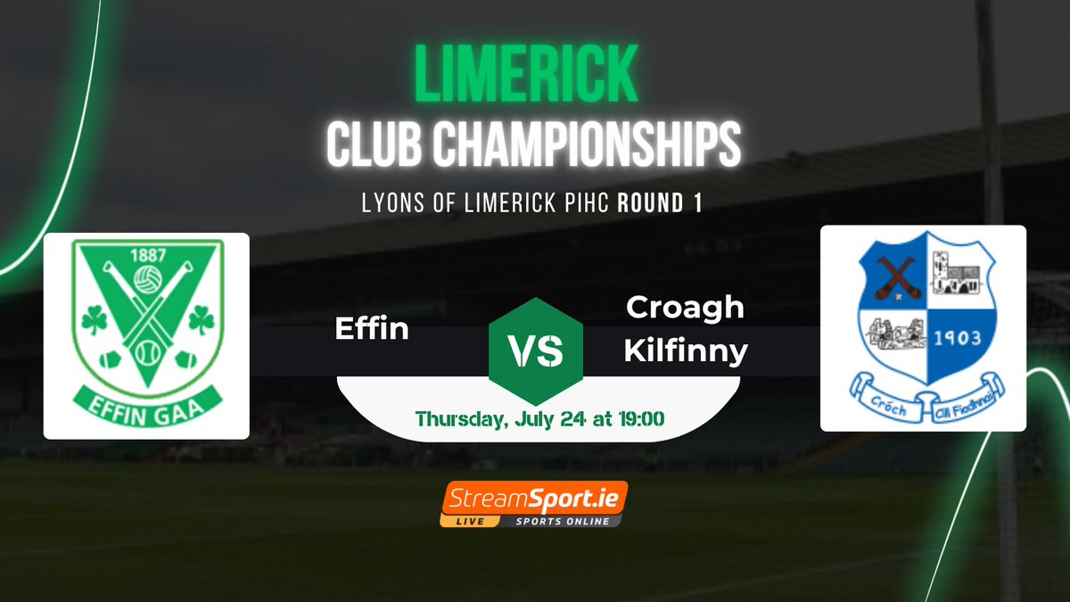 🚨THIS THURSDAY:

🟢⚪️ Lyons of Limerick Premier Intermediate Hurling Championship returns!

<a href="/EffinGaa/">Effin GAA</a> 🆚 <a href="/CroaghKilfnyGaa/">Croagh/Kilfinny GAA</a> 
📅 Thursday, July 24th ⏰ 7pm

📺 Click here to buy/watch 👉 page.inplayer.com/LimerickGAA/