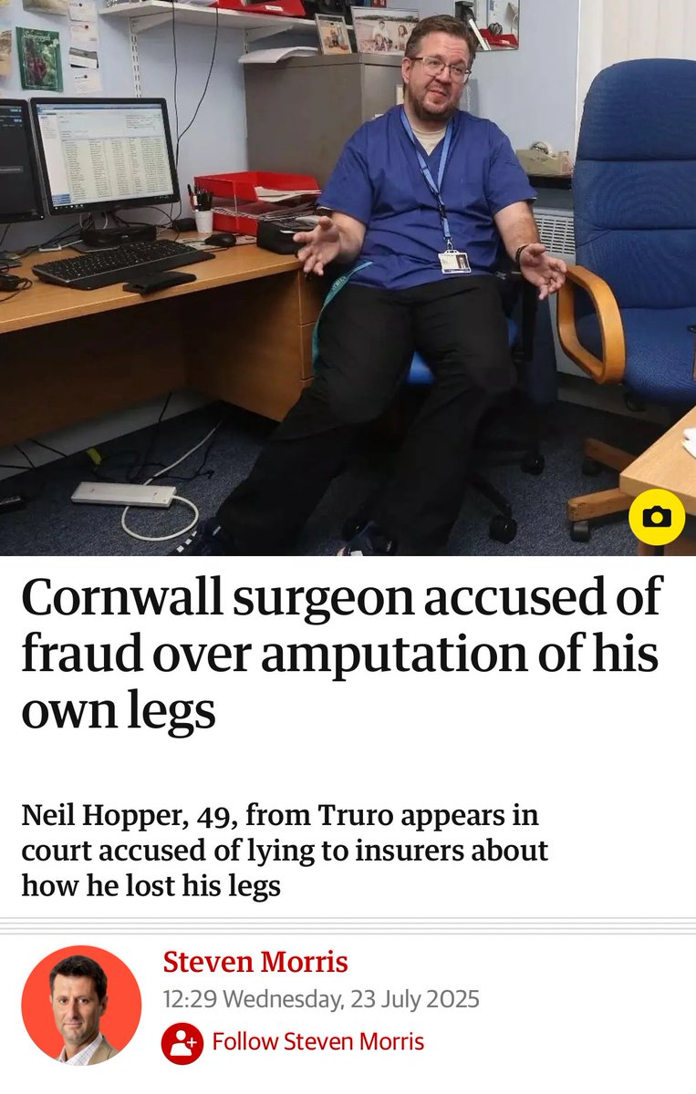 MMTLabour's tweet image. Cornwall surgeon amputates own legs.... his name?
Neil Hopper. 🤣