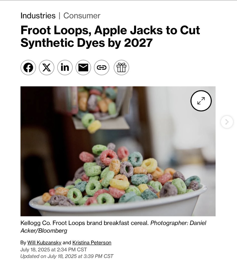 DrShayanSen's tweet image. They removed dyes from cereal.
But left in 35 grams of sugar.
It’s still ultra-processed
Still hyper-palatable
Still engineered to keep you eating
I’m glad we’re removing artificial dyes
But let’s not pretend this makes a real dent
It's still a win, but the job's not done yet.