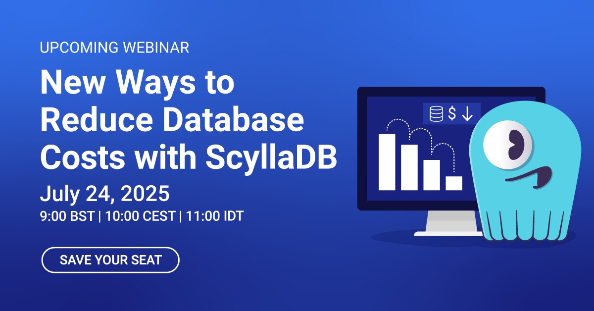 ScyllaDB's tweet image. We've recently completed a multi-year effort to introduce a set of new capabilities with additional savings. On July 24, we'll dive into the new efficiency-focused features on our short-term and long-term roadmaps. ow.ly/YHXf50WtZ7r
#ScyllaDB