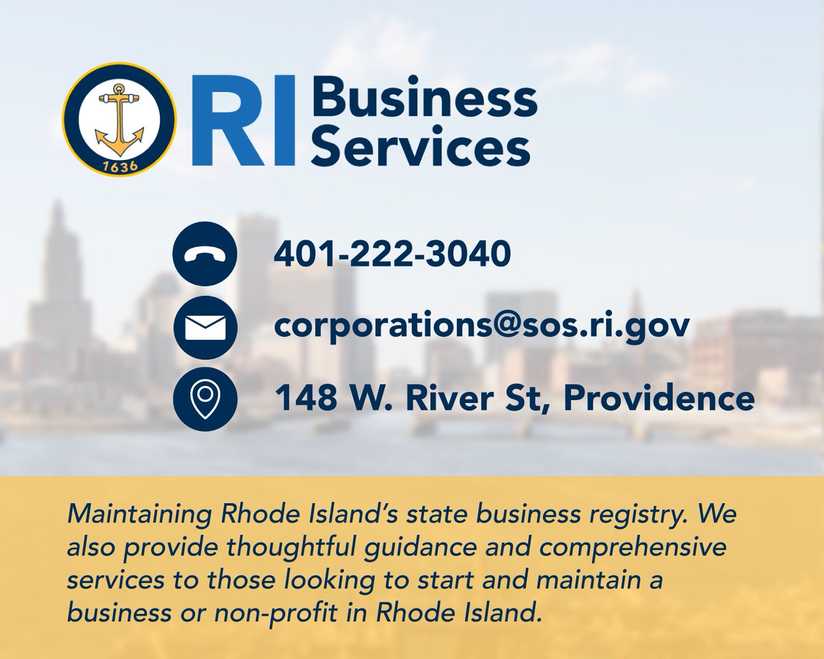 RISecState's tweet image. Need to contact the Rhode Island Department of State? Here is how you can reach the State Archives, Business Services Division, and Public Information office.
Follow us across social media too!