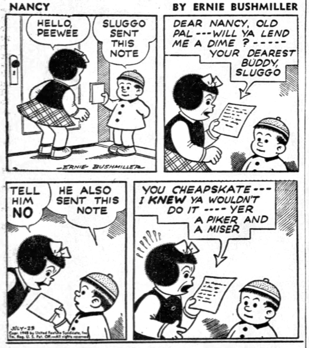 JohnnyCallicutt's tweet image. Nancy By Ernie Bushmiller
July 23,1948