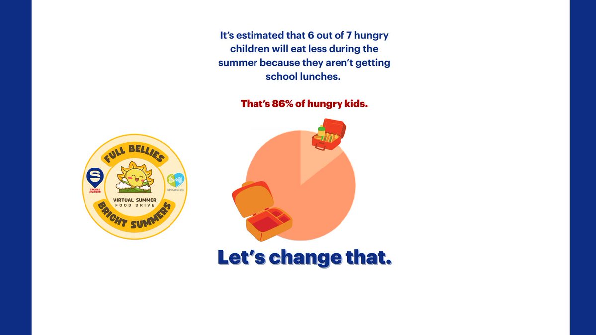 Together, we can help close the summer hunger gap. Your donations feed children and strengthen our communities.

VISIT benevolist.org to get started with a Virtual Food Drive today!

#TackleHunger #DonateToday #VirtualFoodDrive #FullBellies #BrightSummers