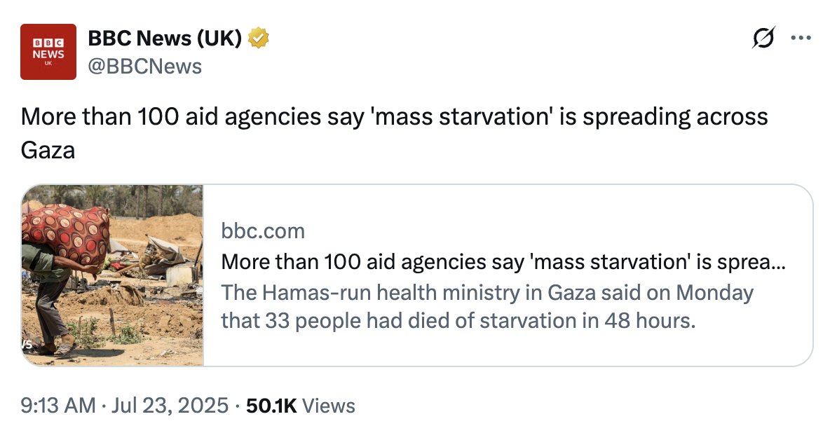 thesubmitter_'s tweet image. So we're expected to carry on as normal working, coding, and trading our internet money while the USA & Israel execute the mass starvation of 2 million people.
No. This is absolutely not normal. This is diabolical.