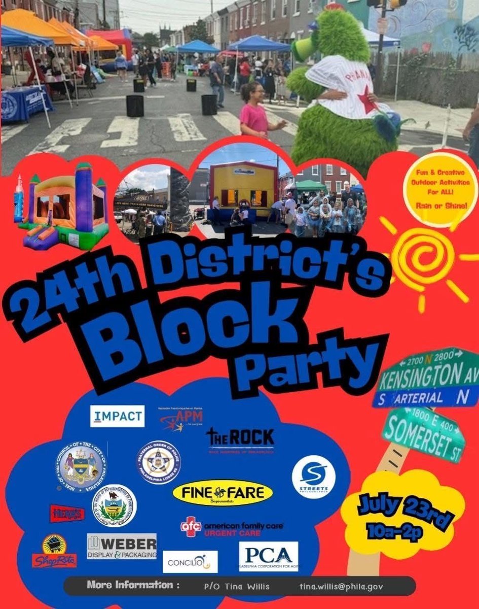 The 24th Police District will be holding a block party today, July 23rd on the 1800-1900 blocks of Somerset St from 10AM-2PM. Be sure to plan in advance as this will result in closures to traffic on Somerset from Kensington Avenue to Frankford Avenue until around 6PM.