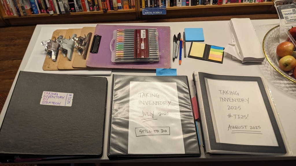 Inventory in July is a wrap! BIG THANKS to our collective for helping check our shelves (and all the various nooks and crannies where books can hide). 

We're not done, but we'll continue next month.
