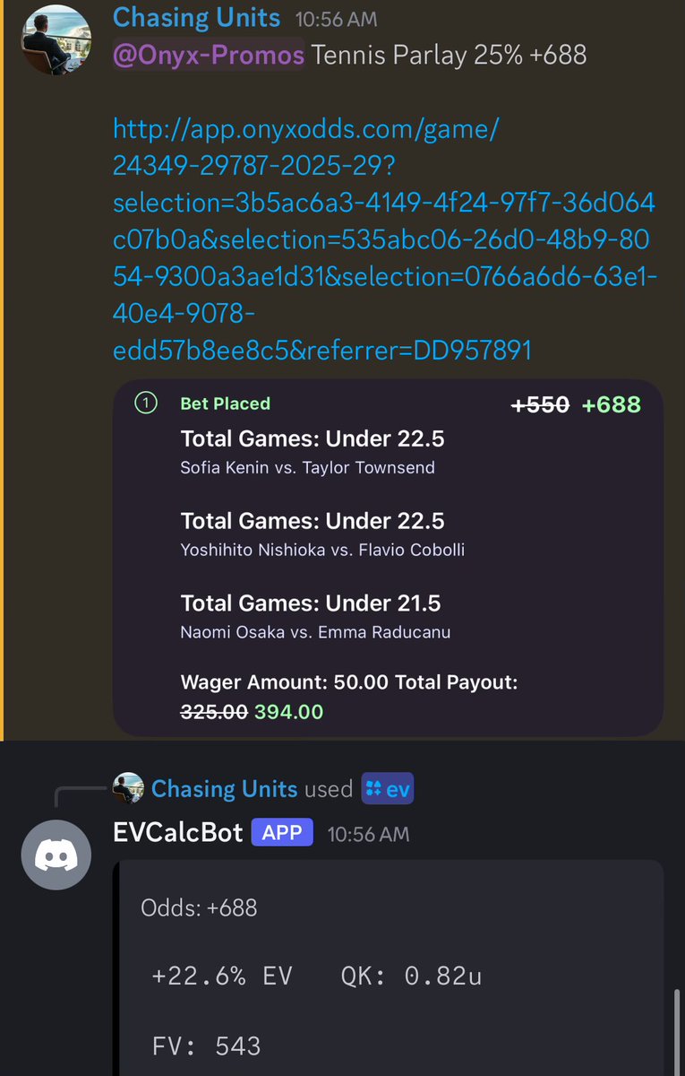 ChasingUnits_'s tweet image. Onyx Tennis Parlay 25% +688