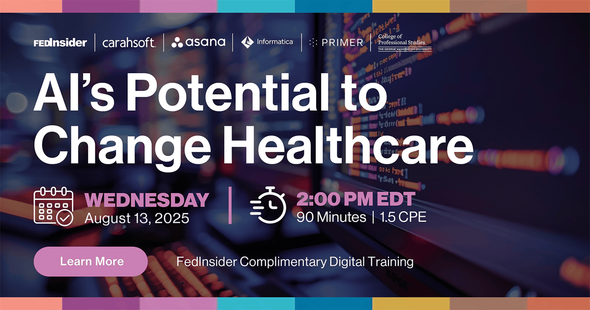 FedInsider's tweet photo. AI is transforming healthcare-faster diagnoses, better treatment, cost-effective care.
Join @FedInsider 8/13. We explore how to harness AI while protecting privacy &amp; equity.
Register free: https://t.co/nTwaFiSDOA
@PegHosky @Carahsoft @primer_ai @asana @Informatica @cpsgwu https://t.co/yLHR3kRZyk