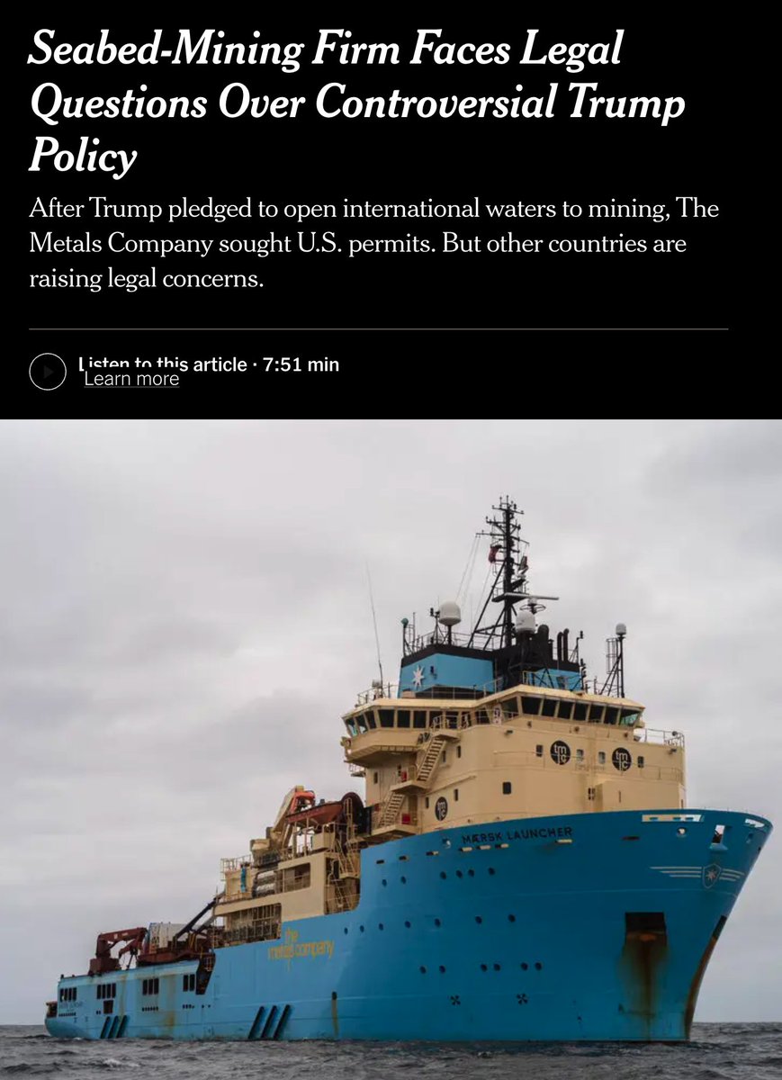 cozytvwendell's tweet image. "Barron said that because the United States was the world’s most powerful economy, his company’s international partners would simply have to deal with the impending reality of commercial seabed mining and adapt their stances on international law." archive.ph/yNikt