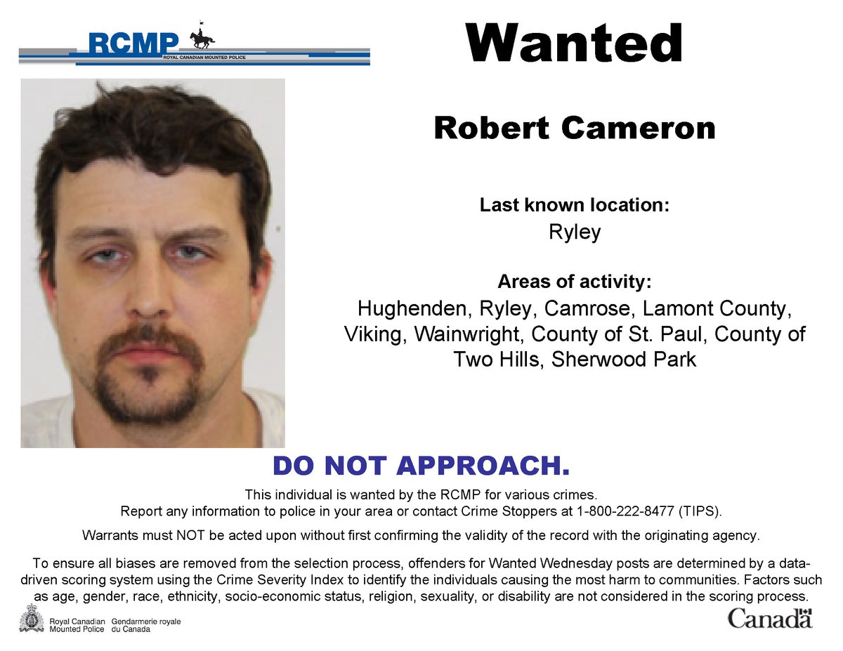 RCMPAlberta's tweet image. #WantedWednesday: Robert Cameron. Do not approach.