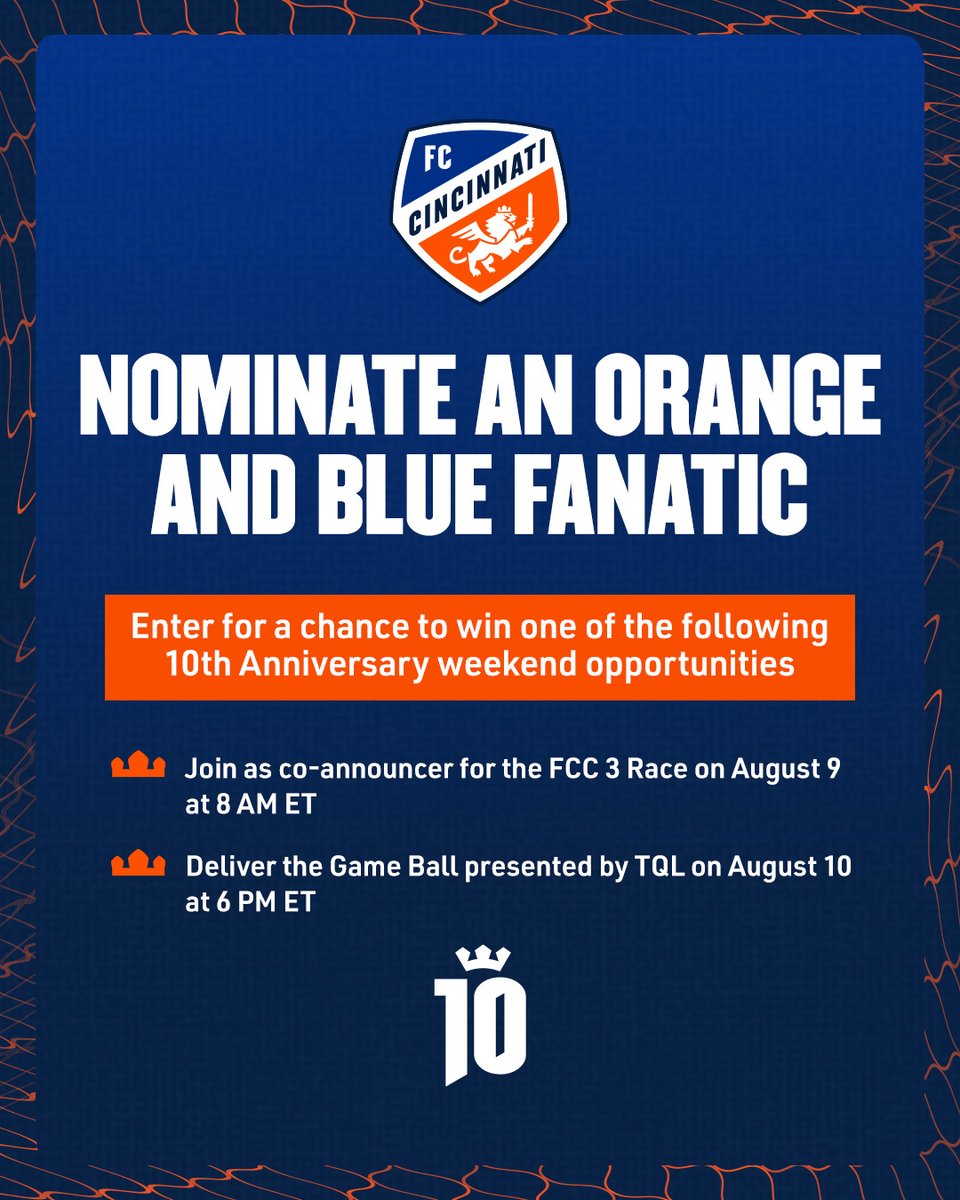 fccincinnati's tweet image. Help us honor the fans who bleed orange and blue.
Nominate today ➡️ fccincy.com/45i9P4b